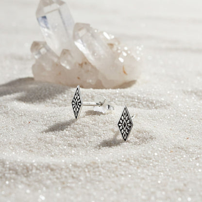 Zilveren Bali Oorbellen - Ruit Motief - Aramat Jewels - Oorbellen - cadeautip