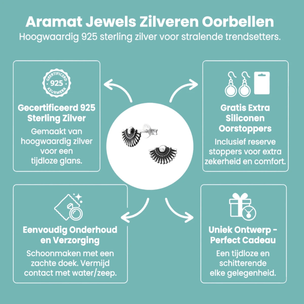 Zilveren Bali Oorbellen Waaier - Antieklook - Aramat Jewels - Oorbellen - cadeautip