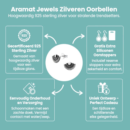 Zilveren Bali Oorbellen Waaier - Antieklook - Aramat Jewels - Oorbellen - cadeautip