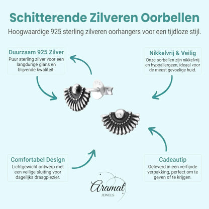 Zilveren Bali Oorbellen Waaier - Antieklook - Aramat Jewels - Oorbellen - cadeautip