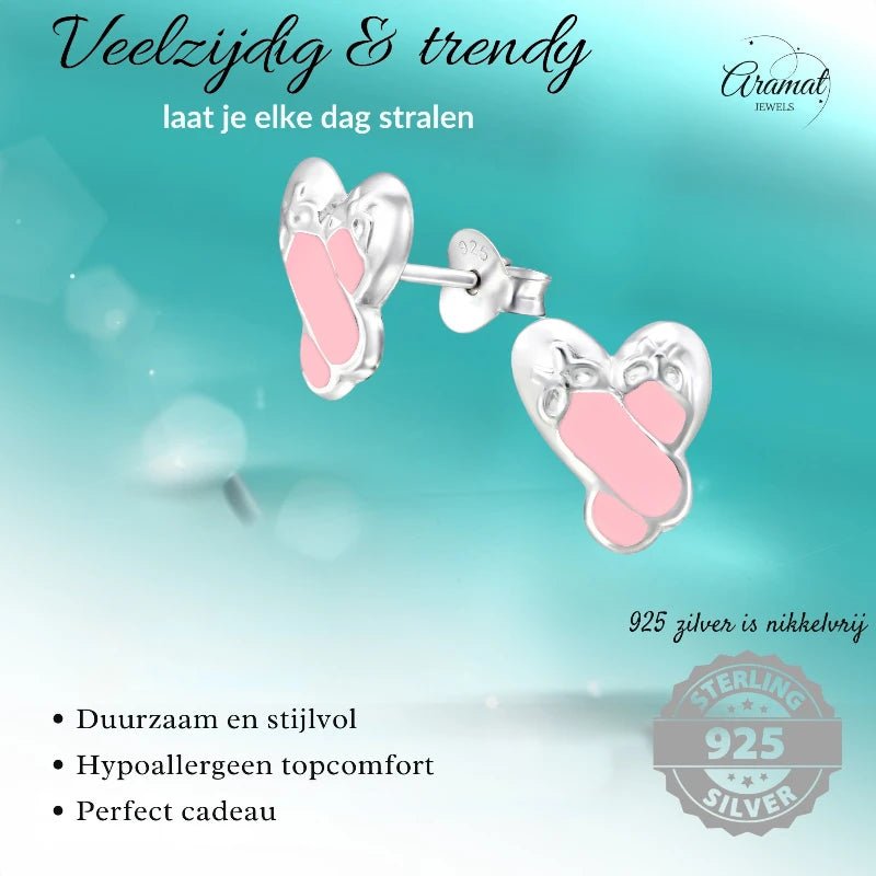 Zilveren Balletschoen Oorbellen – 925 Zilver & Roze Emaille - oor1998 - 12756 - Oorbellen kopen# - 11mm - 925 Zilver - alles