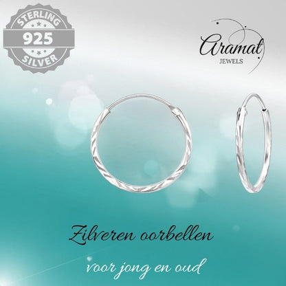 Zilveren Bewerkte Oorringetjes 16mm - oor1728 - 6811 - Oorringen kopen# - 16mm - 1mm