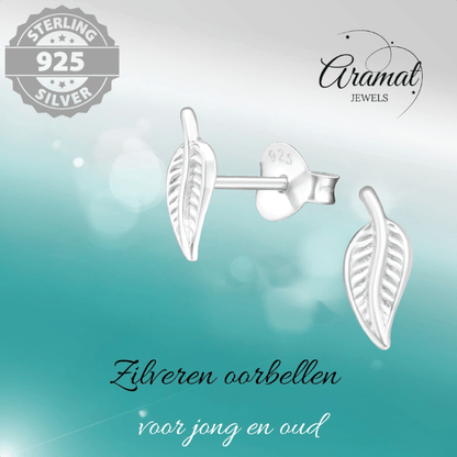 Zilveren Blaadje Oorbellen – 9x4mm - Aramat Jewels - Oorbellen - cadeautip