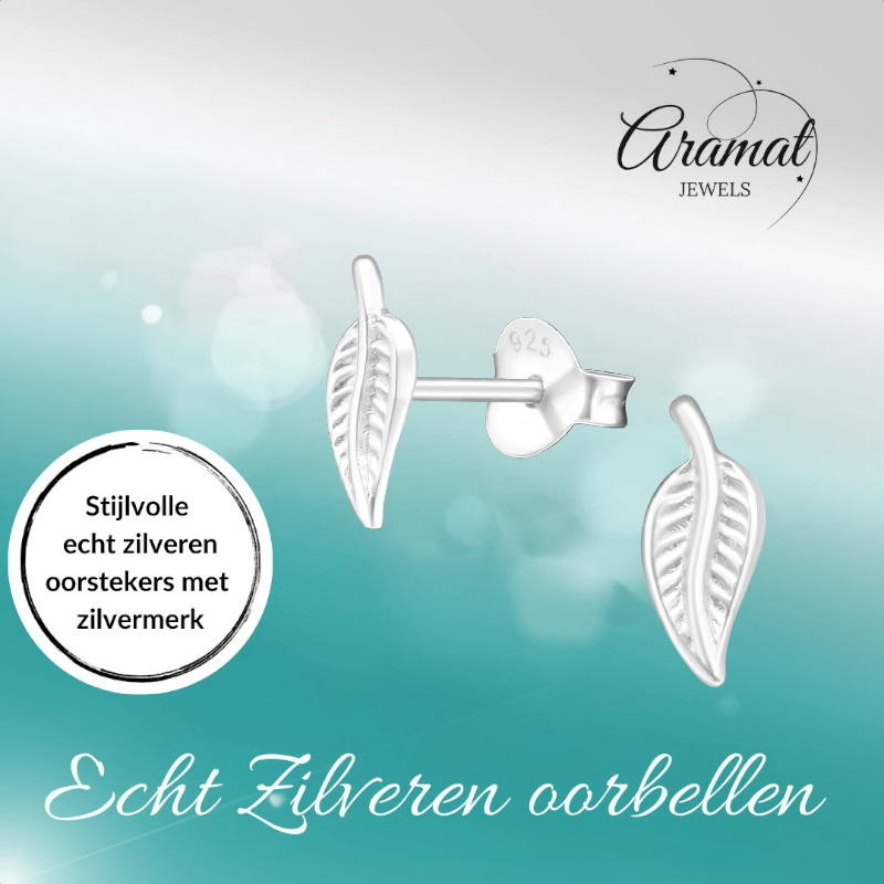 Zilveren Blaadje Oorbellen – 9x4mm - Aramat Jewels - Oorbellen - cadeautip