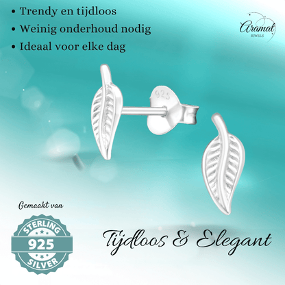 Zilveren Blaadje Oorbellen – 9x4mm - Aramat Jewels - Oorbellen - cadeautip