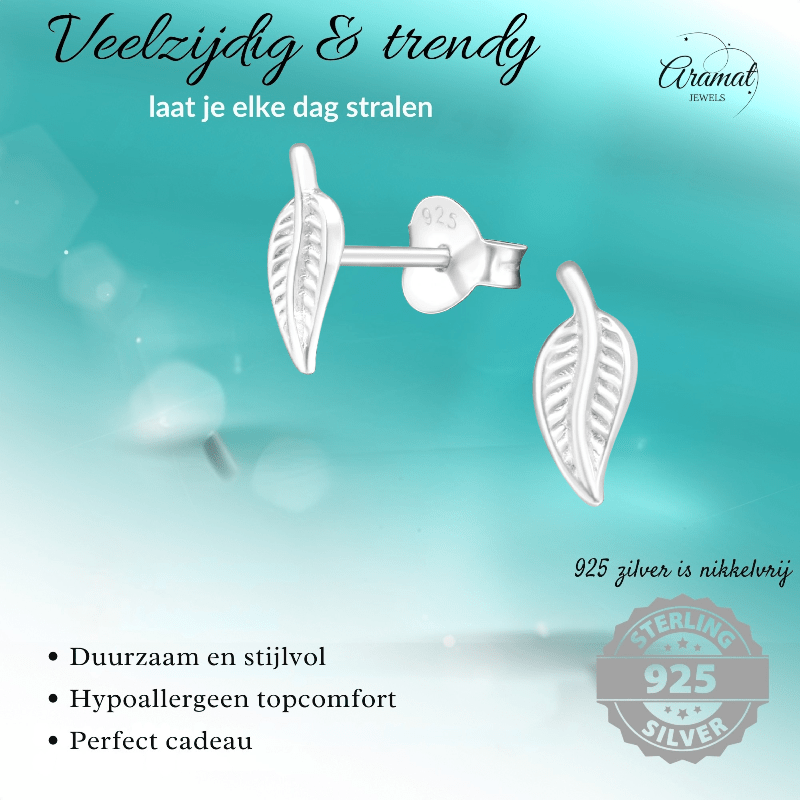 Zilveren Blaadje Oorbellen – 9x4mm - Aramat Jewels - Oorbellen - cadeautip