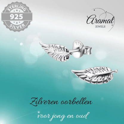 Zilveren Blaadje Oorbellen Antieklook – 11x4mm - Aramat Jewels - Oorbellen - cadeautip