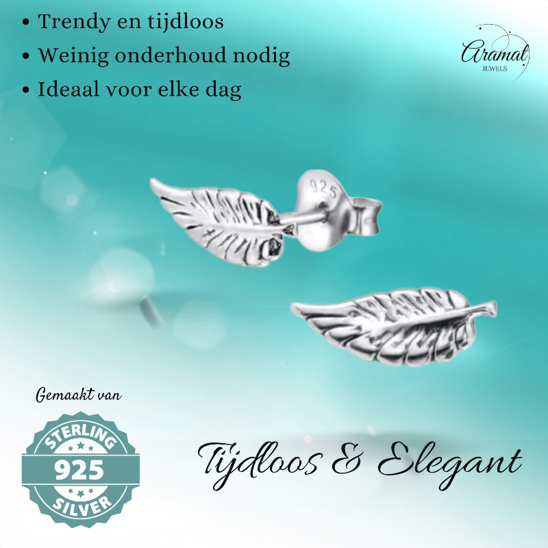 Zilveren Blaadje Oorbellen Antieklook – 11x4mm - Aramat Jewels - Oorbellen - cadeautip