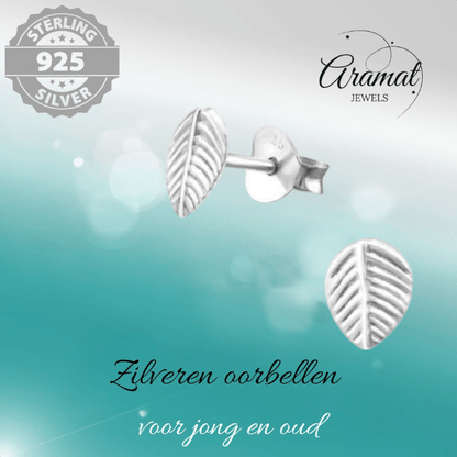 Zilveren Blaadje Oorbellen Antieklook – 7x5mm - Aramat Jewels - Oorbellen - cadeautip
