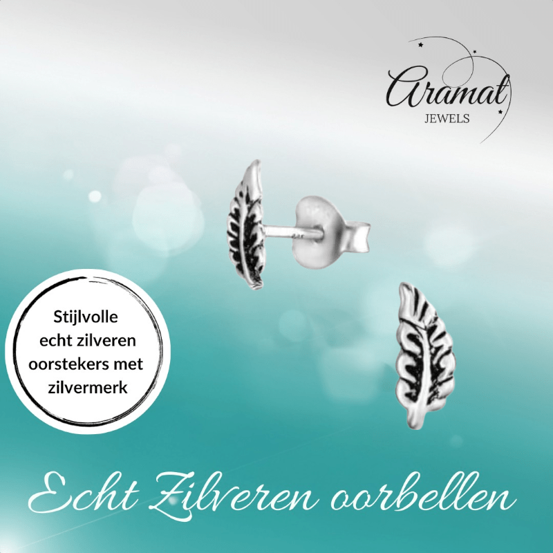 Zilveren Blaadje Oorbellen Antieklook – 8x3mm - Aramat Jewels - Oorbellen - cadeautip