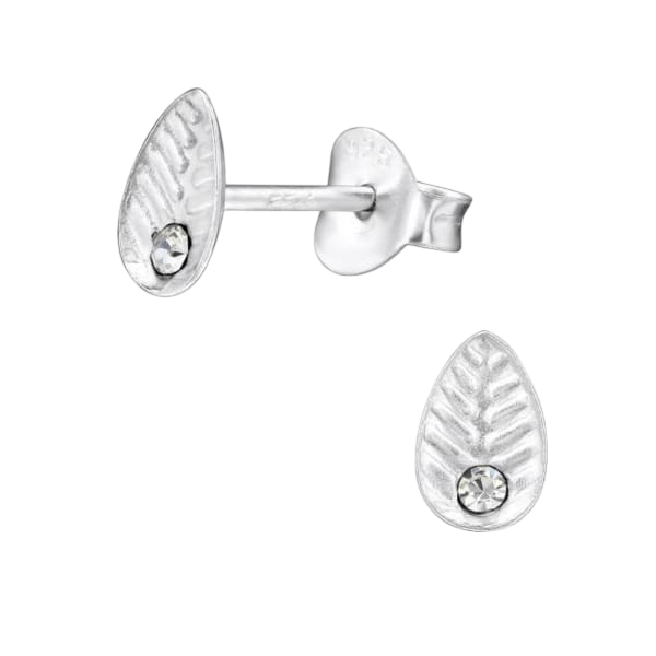 Zilveren Blaadje Oorbellen Kristal – 6x4mm - Aramat Jewels - Oorbellen - cadeautip