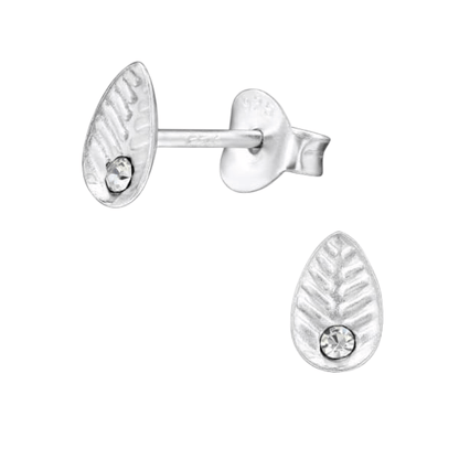 Zilveren Blaadje Oorbellen Kristal – 6x4mm - Aramat Jewels - Oorbellen - cadeautip