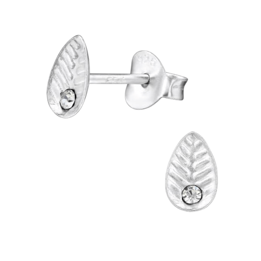 Zilveren Blaadje Oorbellen Kristal – 6x4mm - Aramat Jewels - Oorbellen - cadeautip