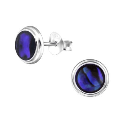 Zilveren Blauwe Abalone Damesoorbellen 8 mm - oor4760 - 30896 - Oorbellen kopen# - 8mm - 925 Zilver - Abalone