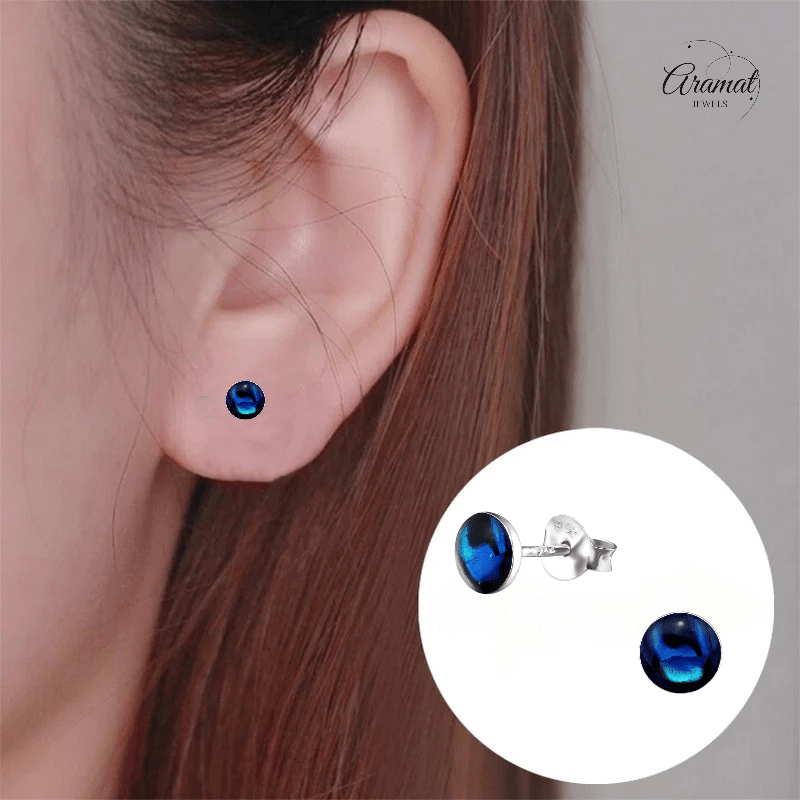 Zilveren Blauwe Abalone Oorbellen 5.5 mm - oor5282 - 30895 - Oorbellen kopen# - 5.5mm - 925 Zilver - Abalone