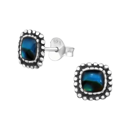 Zilveren Blauwe Abalone Oorbellen 7 mm - oor4759 - 31211 - Oorbellen kopen# - 7mm - 925 Zilver - Abalone