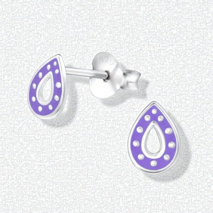 Zilveren Druppel Oorbellen – 6x5mm – Paars of Blauw Emaille - Aramat Jewels - Oorbellen - cadeautip