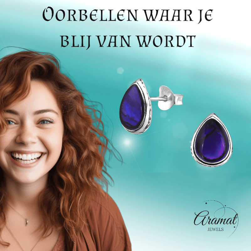 Zilveren Druppel Oorbellen Abalone 10x8 mm - oor876 - 30899 - Oorbellen kopen# - 10mm - 925 Zilver - Abalone