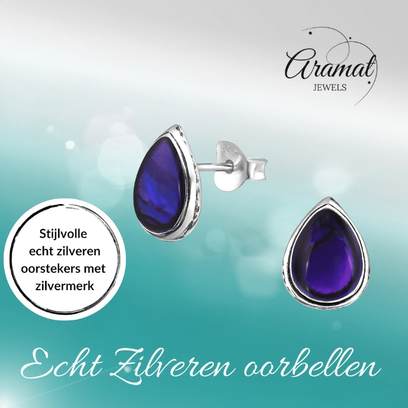 Zilveren Druppel Oorbellen Abalone 10x8 mm - oor876 - 30899 - Oorbellen kopen# - 10mm - 925 Zilver - Abalone