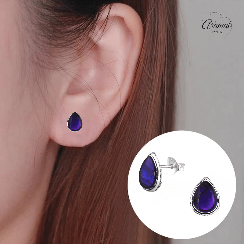 Zilveren Druppel Oorbellen Abalone 10x8 mm - oor876 - 30899 - Oorbellen kopen# - 10mm - 925 Zilver - Abalone