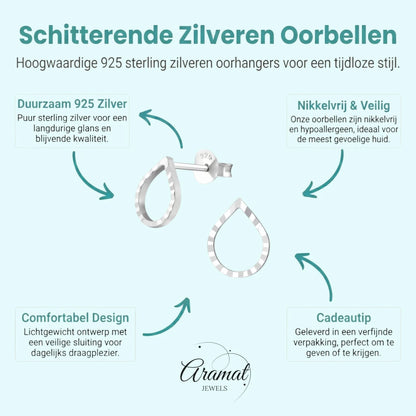 Zilveren Druppelvormige Oorbellen - Aramat Jewels - Oorbellen - cadeautip