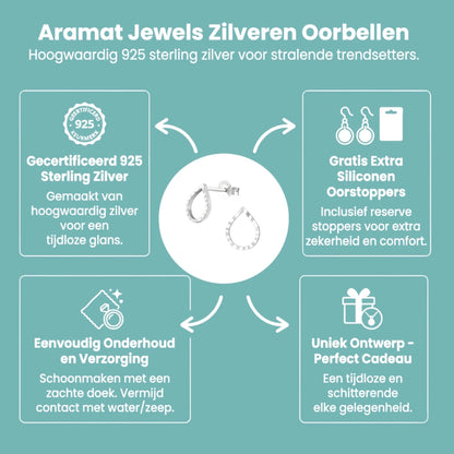 Zilveren Druppelvormige Oorbellen - Aramat Jewels - Oorbellen - cadeautip