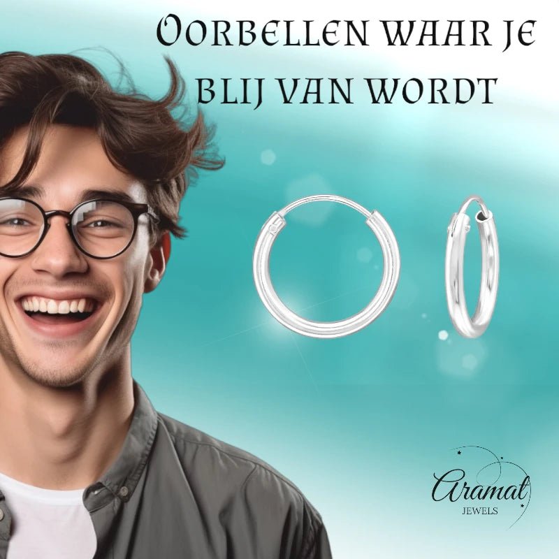 Zilveren Dunne Huggies Oorringen - 16mm - oor545 - 552 - Oorringen kopen# - 16mm - 925 Zilver