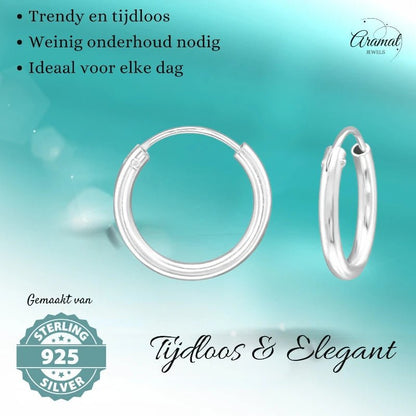 Zilveren Dunne Huggies Oorringen - 16mm - oor545 - 552 - Oorringen kopen# - 16mm - 925 Zilver