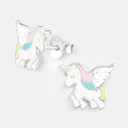 Zilveren Eenhoorn Kinderoorbellen - Unicorn Geschenk - Aramat Jewels - Oorbellen - cadeautip