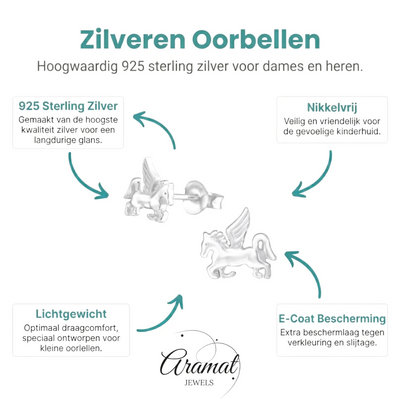 Zilveren Eenhoorn Oorbellen - Cadeau tip Meisje - Aramat Jewels - Oorbellen - cadeautip