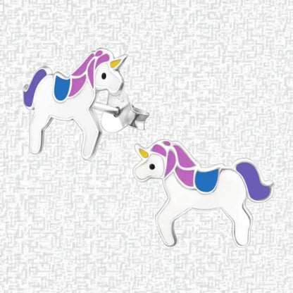 Zilveren Eenhoorn Oorbellen - Unicorn - 11x15mm - Aramat Jewels - Oorbellen - cadeautip