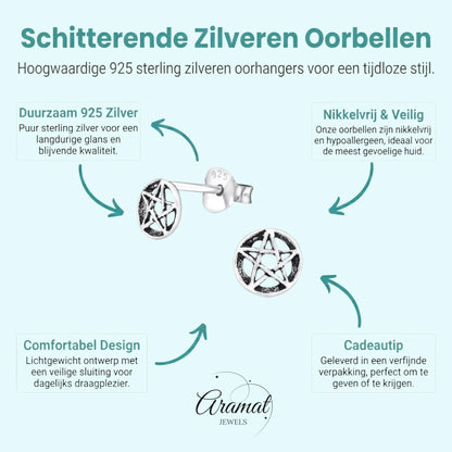 Zilveren gotische ster oorstekers – 6 mm - Aramat Jewels - Oorbellen - cadeautip