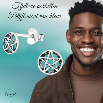 Zilveren gotische ster oorstekers – 6 mm - oor4769 - 30738 - Oorbellen kopen# - 6mm - 925 Zilver - alles