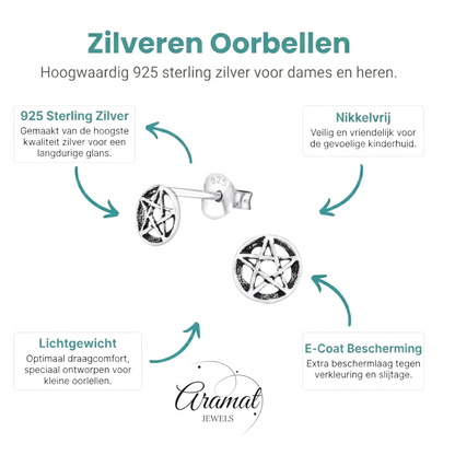 Zilveren gotische ster oorstekers – 6 mm - Aramat Jewels - Oorbellen - cadeautip