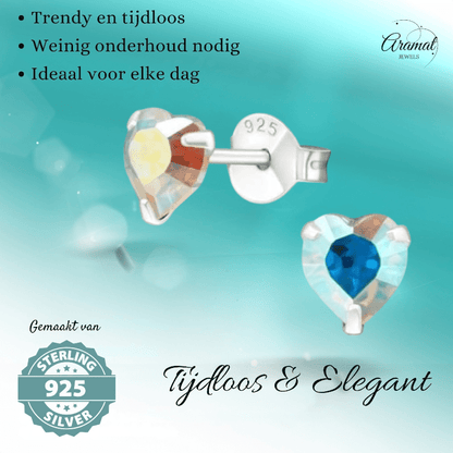 Zilveren Hartjes Oorstekers AB 5 mm - oor4280 - 24394 - Oorbellen kopen# - 5mm - 925 Zilver - AB