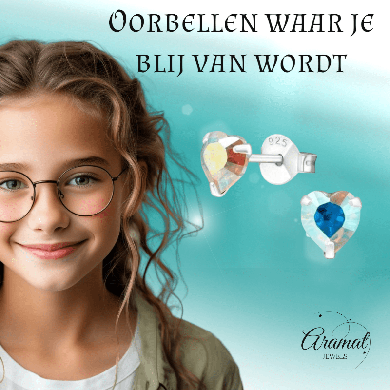 Zilveren Hartjes Oorstekers AB 5 mm - oor4280 - 24394 - Oorbellen kopen# - 5mm - 925 Zilver - AB