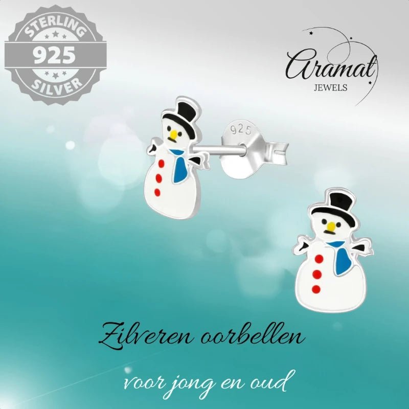Zilveren Kerst Oorbellen Sneeuwpop - 9mm - oor1961 - 3534 - Oorbellen kopen# - 925 Zilver - 9mm - alles