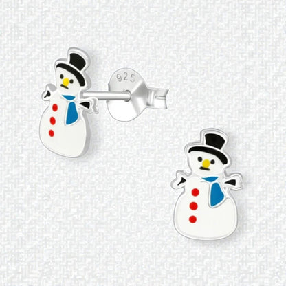 Zilveren Kerst Oorbellen Sneeuwpop - 9mm - Aramat Jewels - Oorbellen - cadeautip