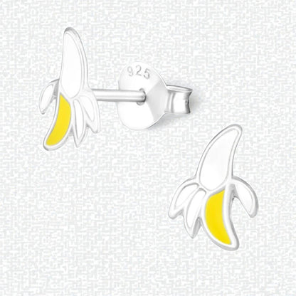 Boucles d'oreilles enfant en argent avec banane