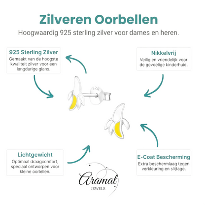 Zilveren kinder oorbellen met banaan - Aramat Jewels - Oorbellen - cadeautip