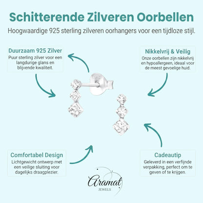 Zilveren Kinder Oorbellen met Kristal - Aramat Jewels - Oorbellen - cadeautip