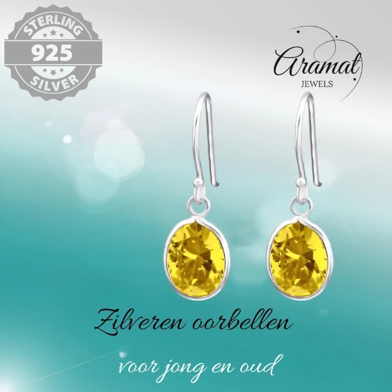 Zilveren Kinder Oorhangers Ovaal | Geel - oor2010 - 19108 - Oorhangers kopen# - 20mm - 925 Zilver - alles