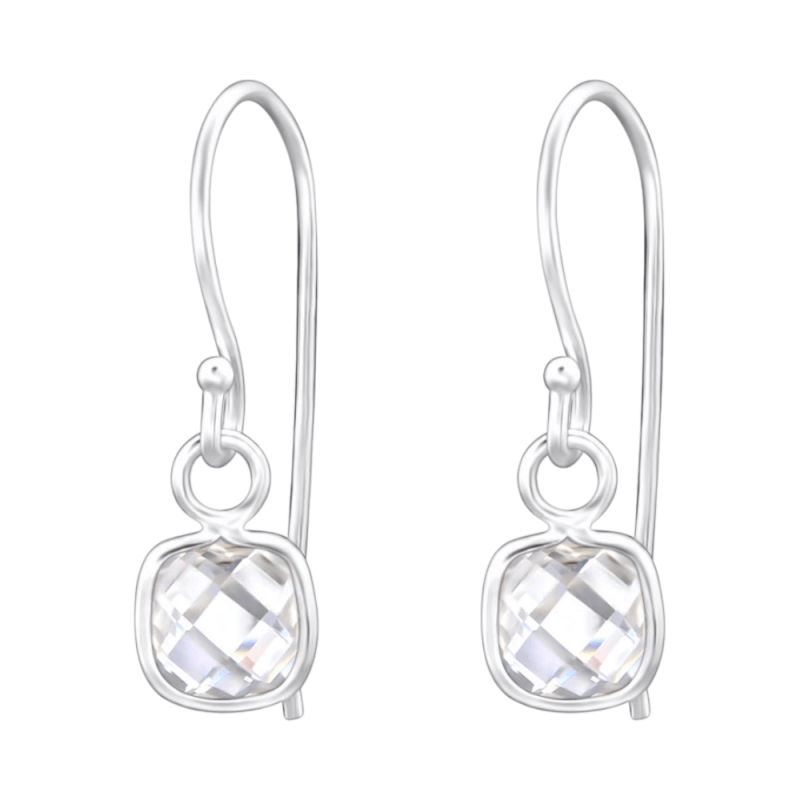 Zilveren Kinder Oorhangers - Vierkante Zirkonia - oor1181 - 27910 - Oorhangers kopen# - 15mm - 925 Zilver - alles