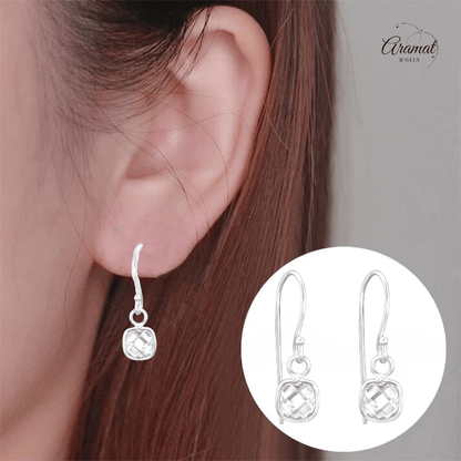 Zilveren Kinder Oorhangers - Vierkante Zirkonia - oor1181 - 27910 - Oorhangers kopen# - 15mm - 925 Zilver - alles