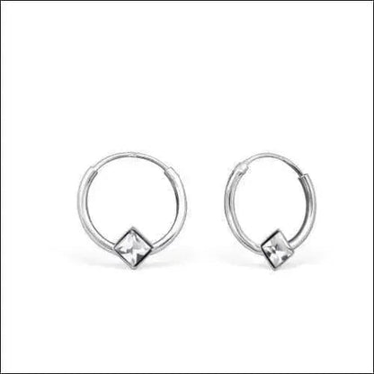 Een paar zilveren hoepeloorbellen