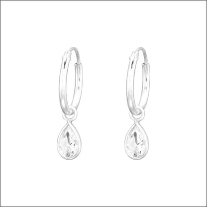 Sterling zilveren hoepel oorbellen met traan
