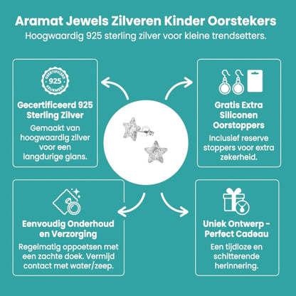Zilveren Kinderoorbellen Transparante Glitter Ster 9mm - Aramat Jewels - Oorbellen - cadeautip