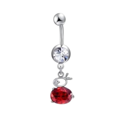 Silver Bunny Navel Piercing with Zirconia