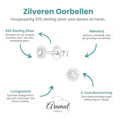 Zilveren Kristal Kinder Oorbellen - Aramat Jewels - Oorbellen - cadeautip