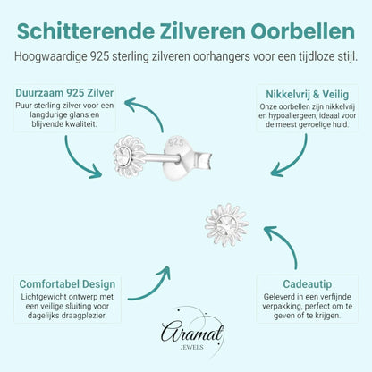 Zilveren Kristal Kinder Oorbellen - Aramat Jewels - Oorbellen - cadeautip